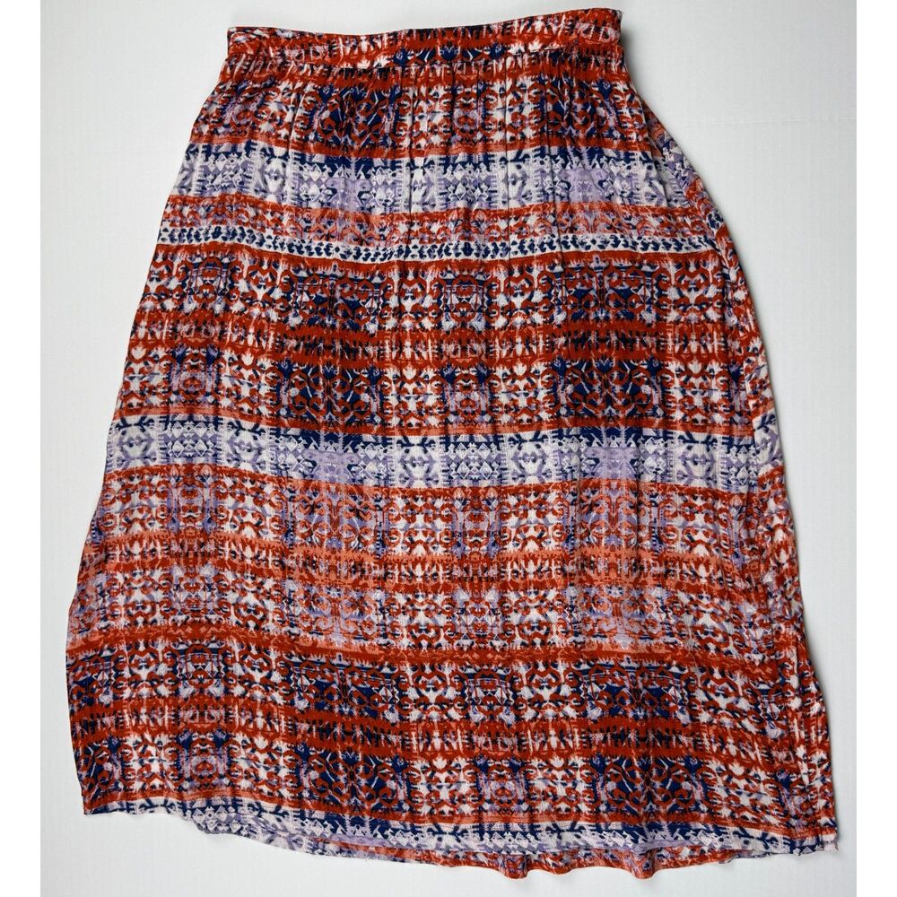 FatFace Rust and Navy Ikat Print Maxi Skirt UK 12